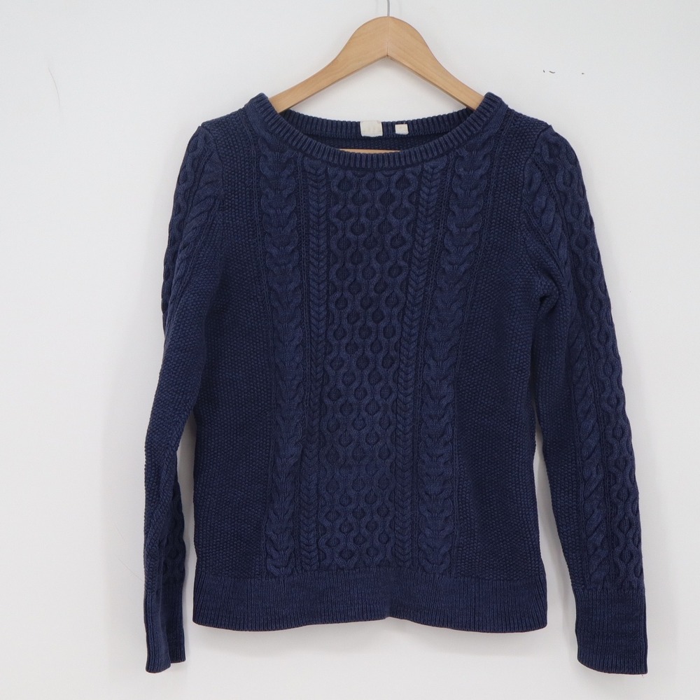 Gap Sweater Womens M Cable Knit Navy Blue Long Sleeve Cotton Excellent